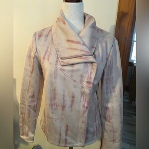 Venus Women's Cream and Dusty Rose Asymmetric Zip Jacket